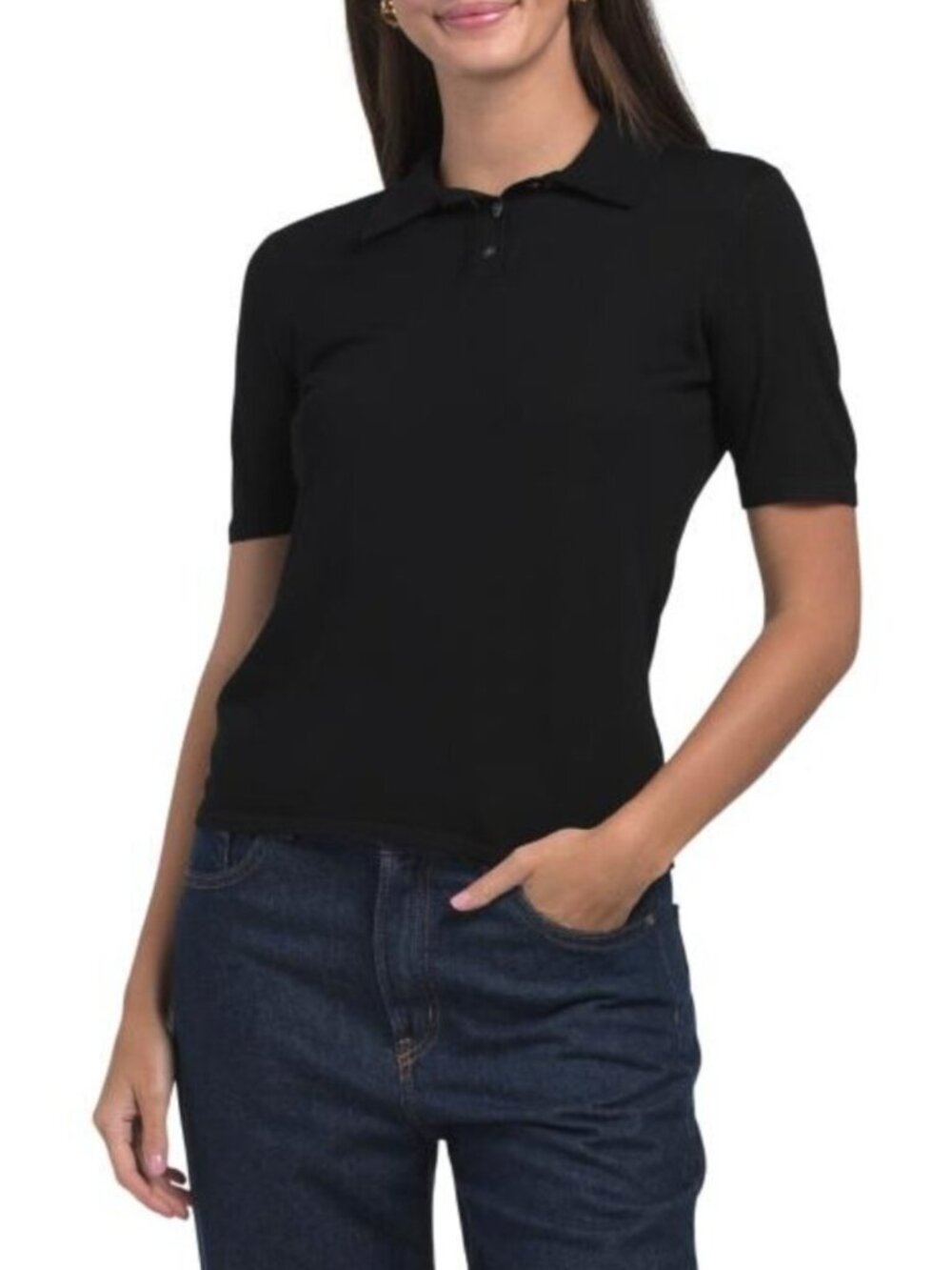 THEORY Merino Wool Pointelle Polo Pull Over Sweater